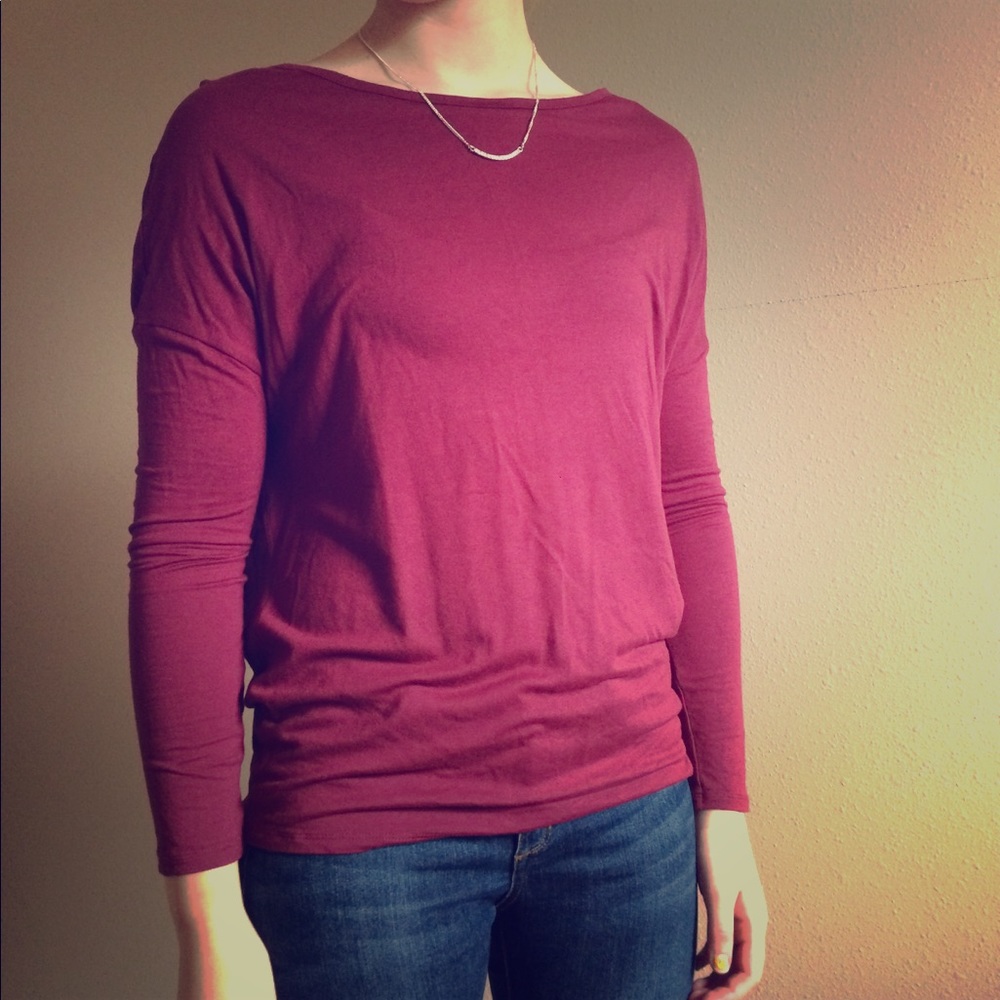 Long sleeved maroon shirt